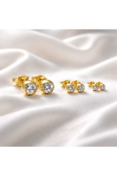 Takıparkxs Vip Çelik, 24 Ayar Altın Kaplama ,3mm 4mm 5mm Toplu Zirkon Taşlı 3...
