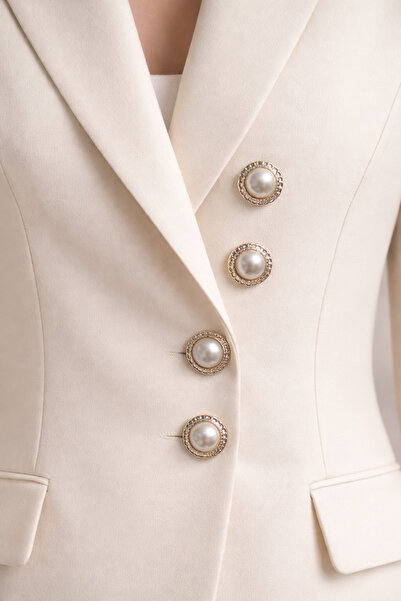 beyna aksesuar Metalized Plastic Gold Pearl Coat-Jacket-Vest-Dress 6 Button (...