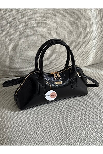 BAGLOVİS Shiny Black Blnci Stylish and Simple Women's Hand/Shoulder Bag En28 ...