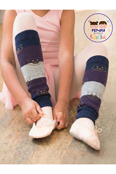 FENRA STUDIO Лилаво-черно-сиви детски чорапи с мече и дъга