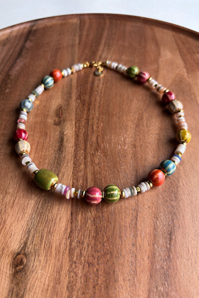 Merse Atelier Renkli Seramik Boncuklu Kolye