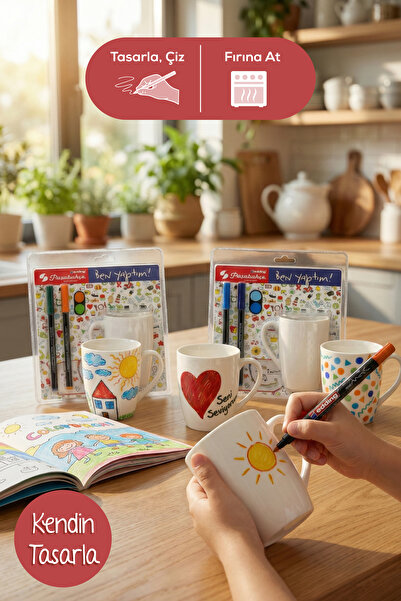 Vienev طقم تصميم أكواب بنفسك من باشاباهتشي × إدينج - 2 كوب + 4 ألوان (أزرق، ك...