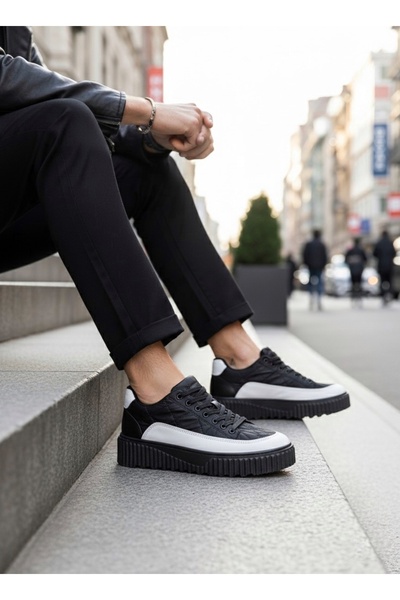 BOA BOA BA0801 - Pánska čiernobiela parašutistická tkanina s vysokou podrážkou