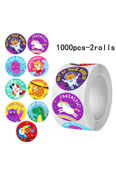 Choice H0386-1000 قطعة، ملصقات تحفيزية للأطفال (500-1000 قطعة)، لفة ملصقات مك...