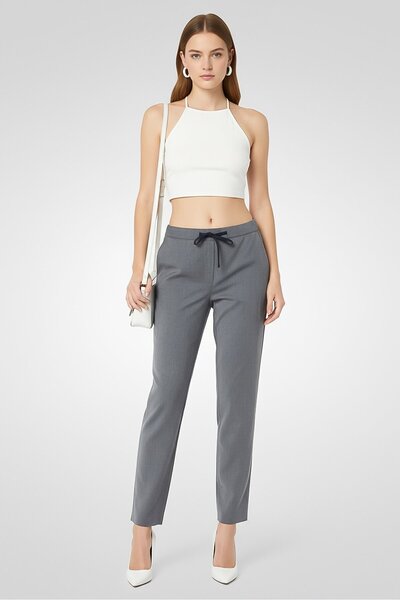 Lacoste Women Regular Fit Solid Straight Leg Pants, Grey