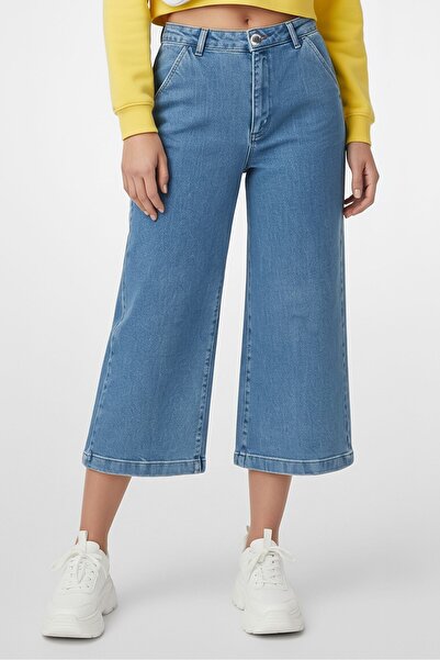 Uterqüe Women Regular Fit High Waist Non,Stretchable Denim Jeans, Blue