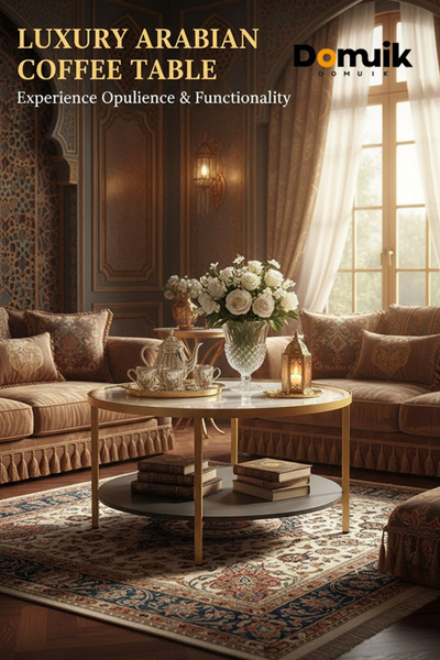 Domuik طاولة قهوة زجاجية من طبقتين، طاولة مركزية مستديرة كبيرة مع رف تخزين مف...