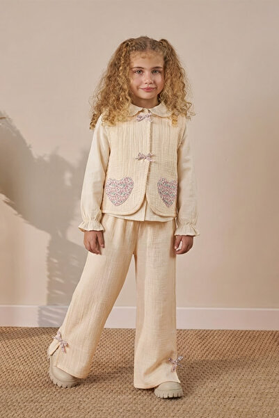 Minipodyum Vestă din muselină cu detaliu de fundă, confortabilă, croială pant...