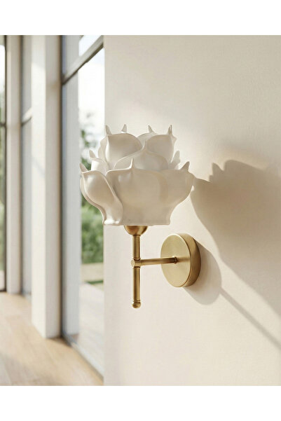 Maison Avf White Eva Rose Design Wired Wall Lighting Sconce - Lower Antique Gold