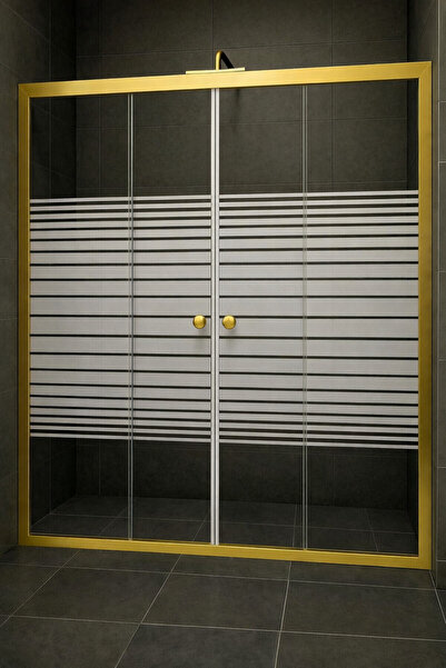 Durul Duşakabin Ön Cephe Altın Profil Çizgili Cam