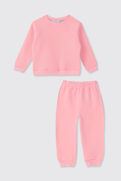 Panço Bebek / Çocuk Unisex Pembe 2'li Alt Üst Takım