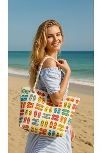 LUXWAY HOME Παντόφλες παραλίας μεγάλου μεγέθους και τσάντα παραλίας – με λαβή...