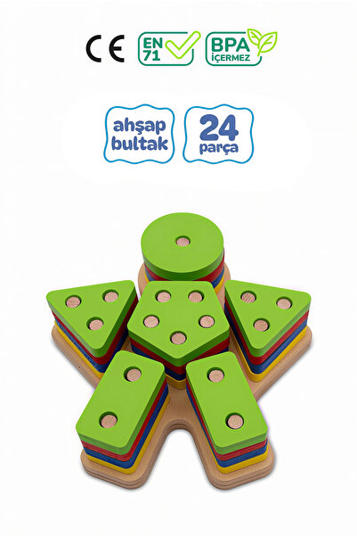 Circle Toys 6’lı Bultak Ahşap Geometrik Şekiller - 24 Parça