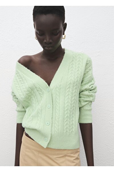 MANGO Woman Örgü desenli triko hırka