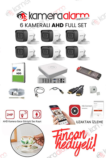 Hikvision 6 Kameralı Mikrofonlu Gece Görüşlü AHD Kamera Seti