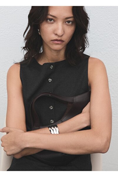 MANGO Woman Düğmeli yuvarlak yaka süveter