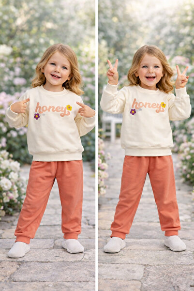 kahkaha kids Kız Bebek Eşofman Takımı 2’li Sweatshirt Alt Üst Takım Günlük Ço...