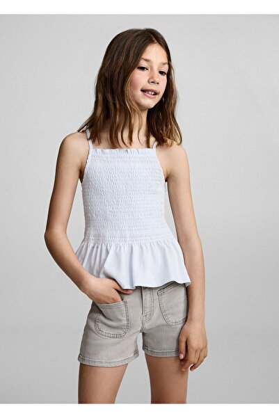 MANGO Kids Düz kesim denim şort