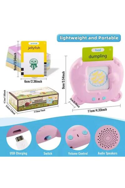 robokids Erken Eğitim İngilizce Sesli Flash Kartları - Pembe-112 Kart