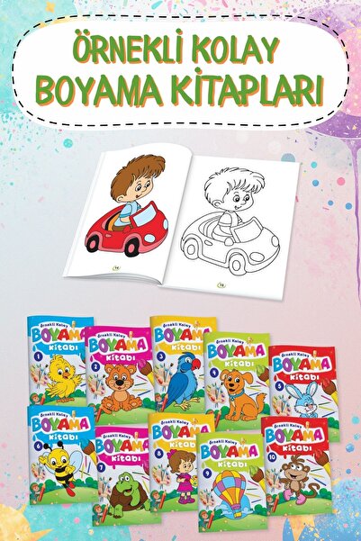 Tandem Yayınları Örnekli Kolay Boyama Kitapları 10'lu Takım