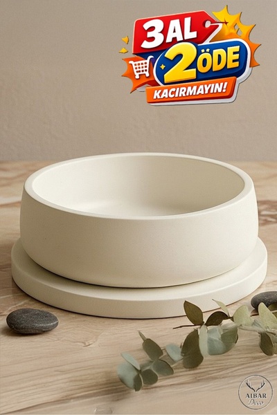 AİBAR Atlas Ivory Dekoratif Tabak & Kase Seti - 17 cm