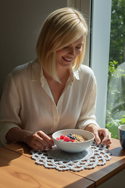 Örgü Sanatı DilekÇak El Örgüsü Polyester Soft Makrome Badem Supla, Dekoratif ...