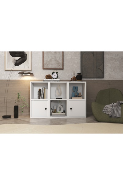 Nettrends Iki Kapaklı Raflı Beyaz Şifonyer Çıtasız Şfn-1055-ç