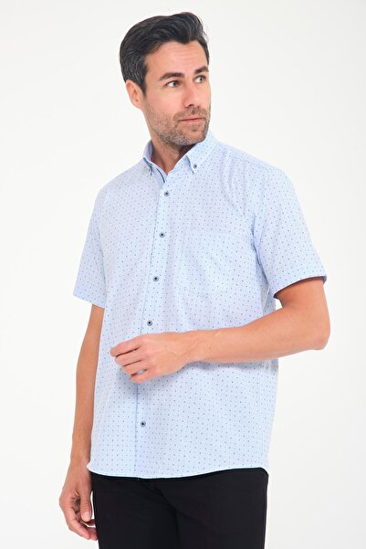 Fitmens Κλασικό κοντομάνικο ανδρικό πουκάμισο με σχέδιο φιλαφίλ και κουμπιά μ...