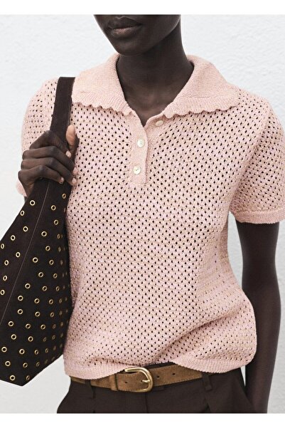 MANGO Woman Kısa kollu kroşe kazak