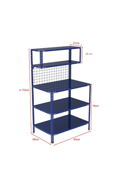 RafBurada 3 Katlı Renkli Paketleme Masası 59x93 cm - 2 Raflı Tel Kafesli , At...