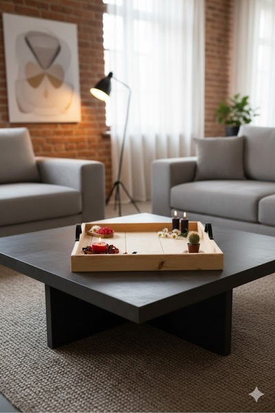 LİVİNGSTORE Industrial living dekoratif tepsi - Sunumluk tepsi - 60x60cm - Ma...