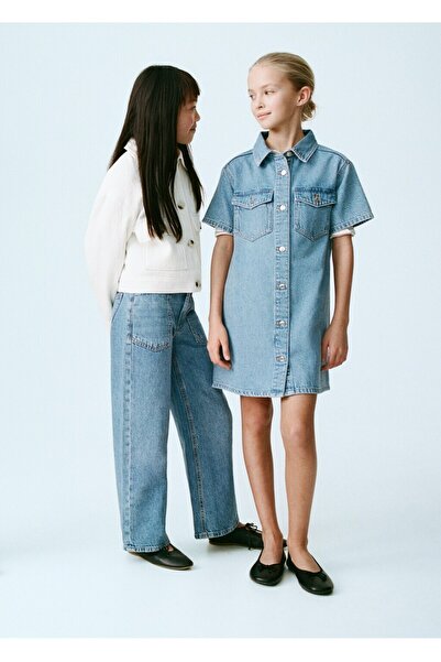 MANGO Kids Kısa denim elbise