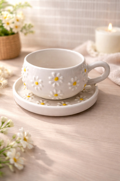 seramiker Daisy Mug with Plate