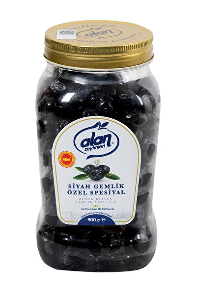 Alan Zeytinleri Gemlik Siyah Zeytin 201-230 XL Pet 900 Gr