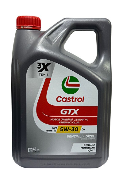 CASTROL Gtx 5w-30 C4 Renault Motorlar Için Tam Sentetik Motor Yağı 4 L