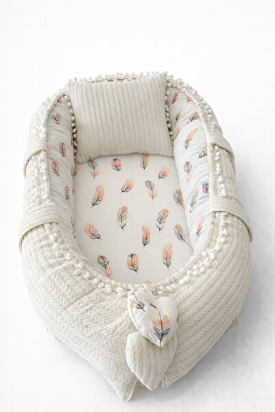 Jaju Baby Babynest Örgü Kumaş Tüy Poplin Kumaş Ponponlu Jaju-babynest Lüx Ann...
