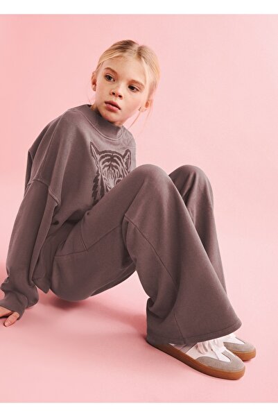 MANGO Kids Pamuklu Wideleg pantolon