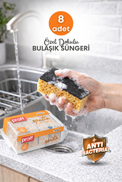 grimorlife 8 Adet Lifli Düz Bulaşık Süngeri – Özel Dokulu, Dayanıklı Geniş Gö...