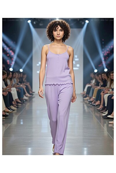 Aydoğan Women's Strappy Camisole Lilac Pajama Set 250168