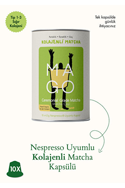 Mago Matcha Kolajenli Ceremonial Grade Matcha Nespresso® Uyumlu Kapsül