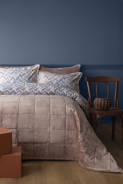 BED LİNE Wellsoft Kapitone Yatak Örtüsü Seti Çift Kişilik Hardy İndigo