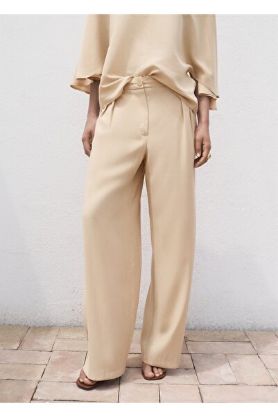 MANGO Woman Pantaloni cu tăietură dreaptă cu clemă