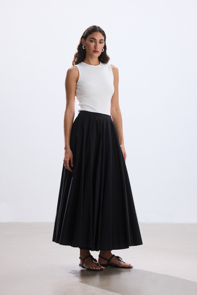 BE BLUE FUSTĂ POPLIN DETALIE PIECE NEGRE