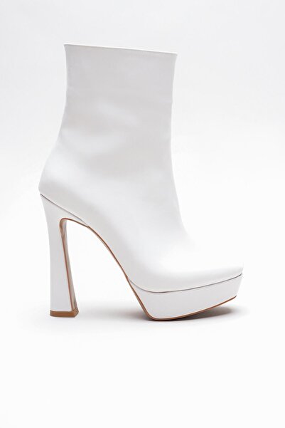 Ayakkabı Ateşi Capital Burgundy Leather Platform Heeled Women's Boots