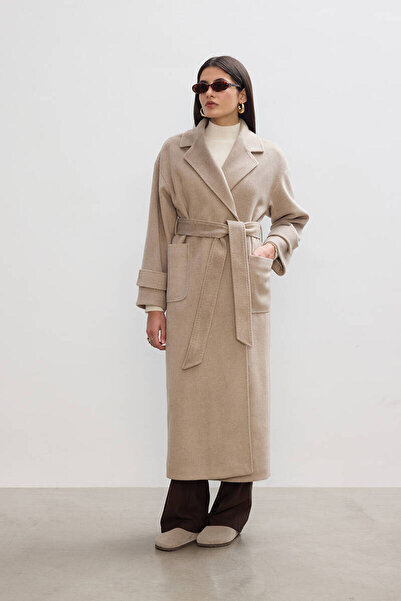 BE BLUE TOZLU KUM DİKİŞ DETAYLI KABAN