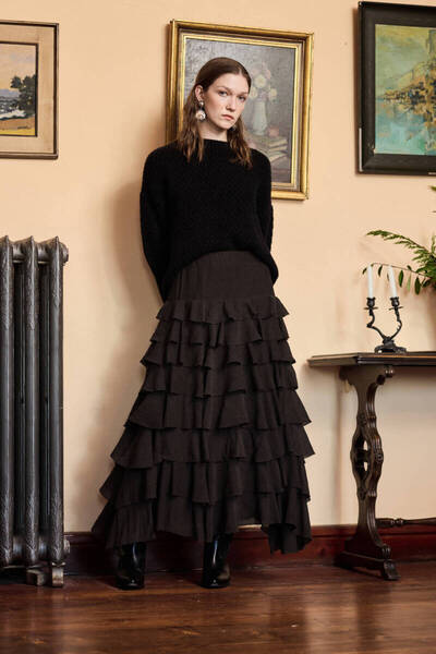 BE BLUE Коричнева багатошарова романтична спідниця