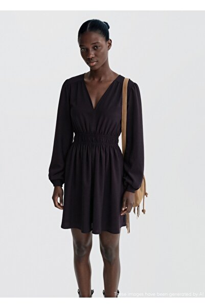 Mango Teen Beli büzgülü elbise