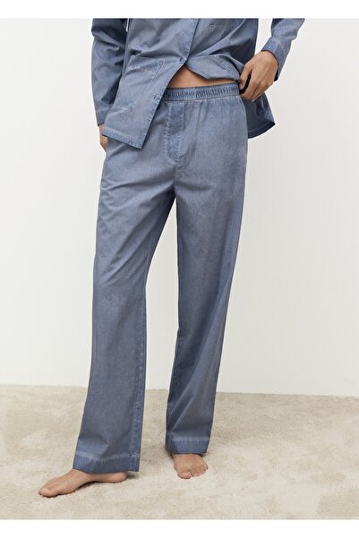 MANGO Woman Pamuklu garment dyed uzun pantolon
