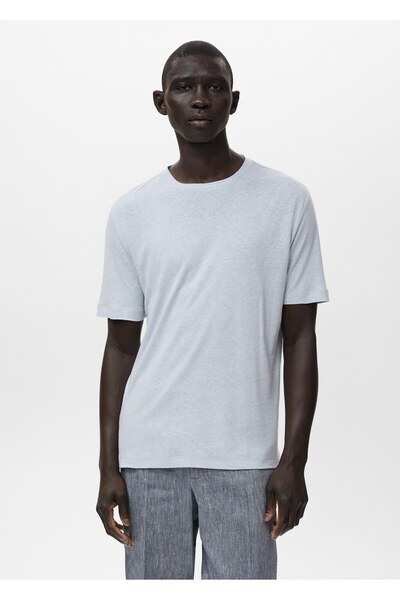 MANGO Man Slim fit keten tişört