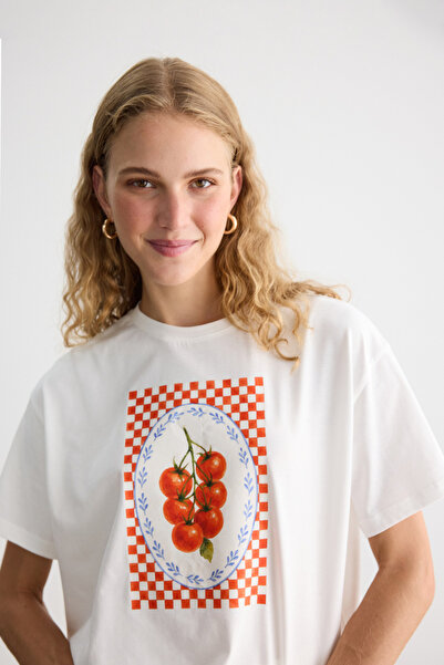 BE BLUE DOMATES BASKILI KISA KOLLU T-SHIRT